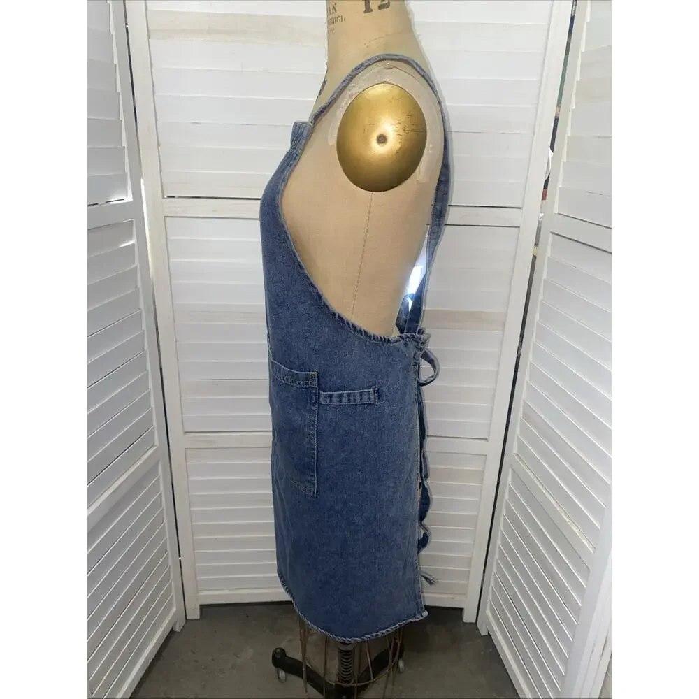 Blue Denim Bib Apron Cooking Kitchen Workshop Gardening Adjustable 100% Cotton